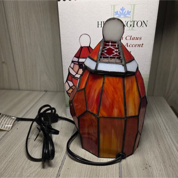 Huntington Santa Claus Tiffany Accent Lamp Stained Glass Christmas Holiday NWB - Picture 4 of 7